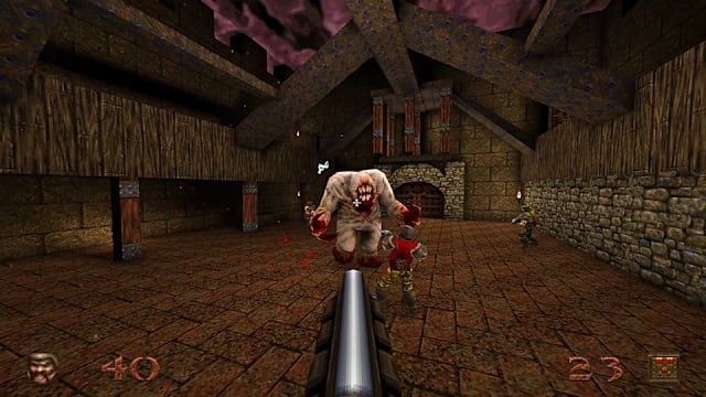 Quake: объёмные уровни и модели изменили как изображение, так и способы вести бой. Официальная иллюстрация Bethesda.